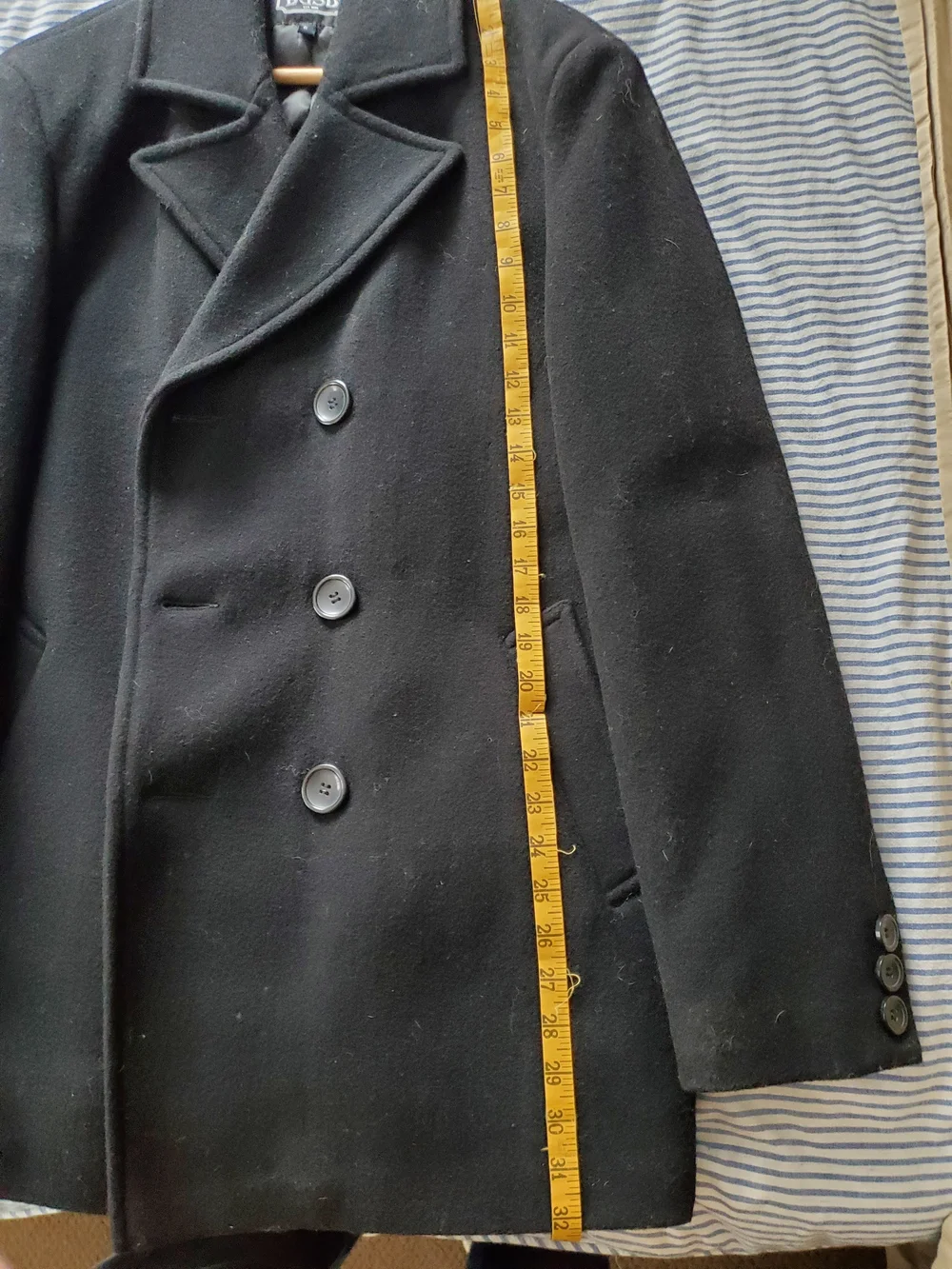Men's Black Wool Blend Peacoat